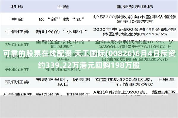 可靠的股票在线配资 天工国际(00826)6月4日斥资约339.22万港元回购198万股