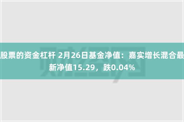 股票的资金杠杆 2月26日基金净值：嘉实增长混合最新净值15.29，跌0.04%